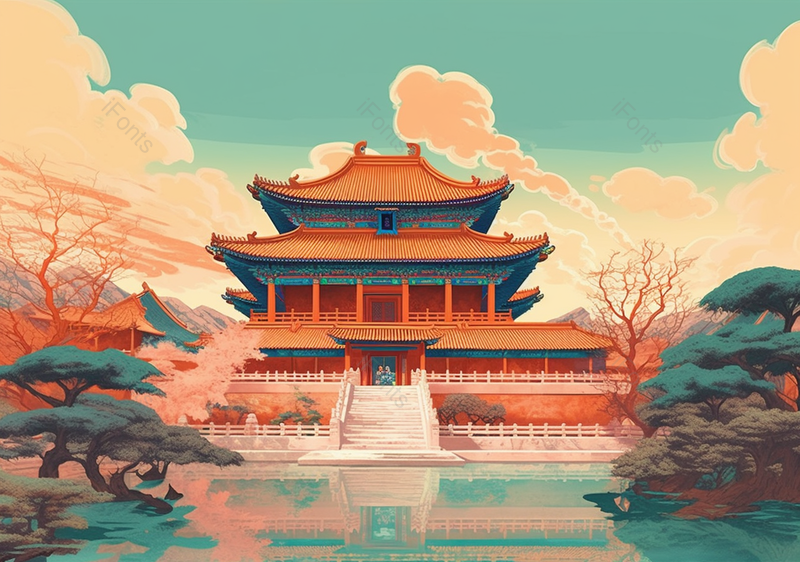 北京故宫古建筑太和殿背景插画,插画/手绘图,插画/手绘图库,插画/手绘图下载,插画/手绘